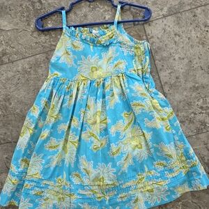Floral Blue and Yellow Kids Dress